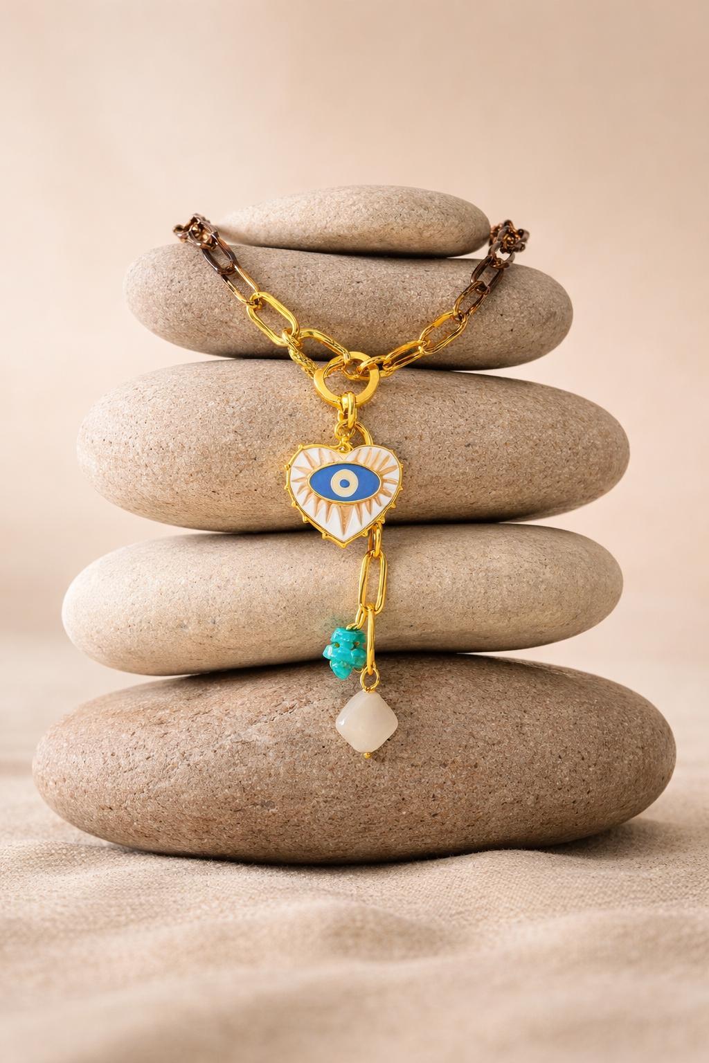 Evil Eye Heart Pendant Necklace