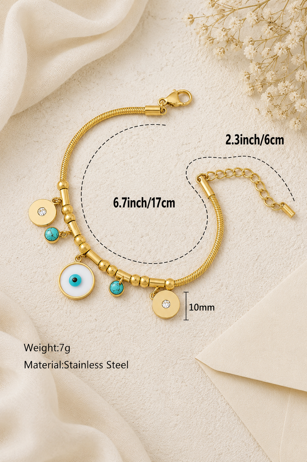Amanda Evil Eye Charms Bracelet