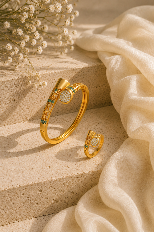 Avril Carved Bangle and Ring