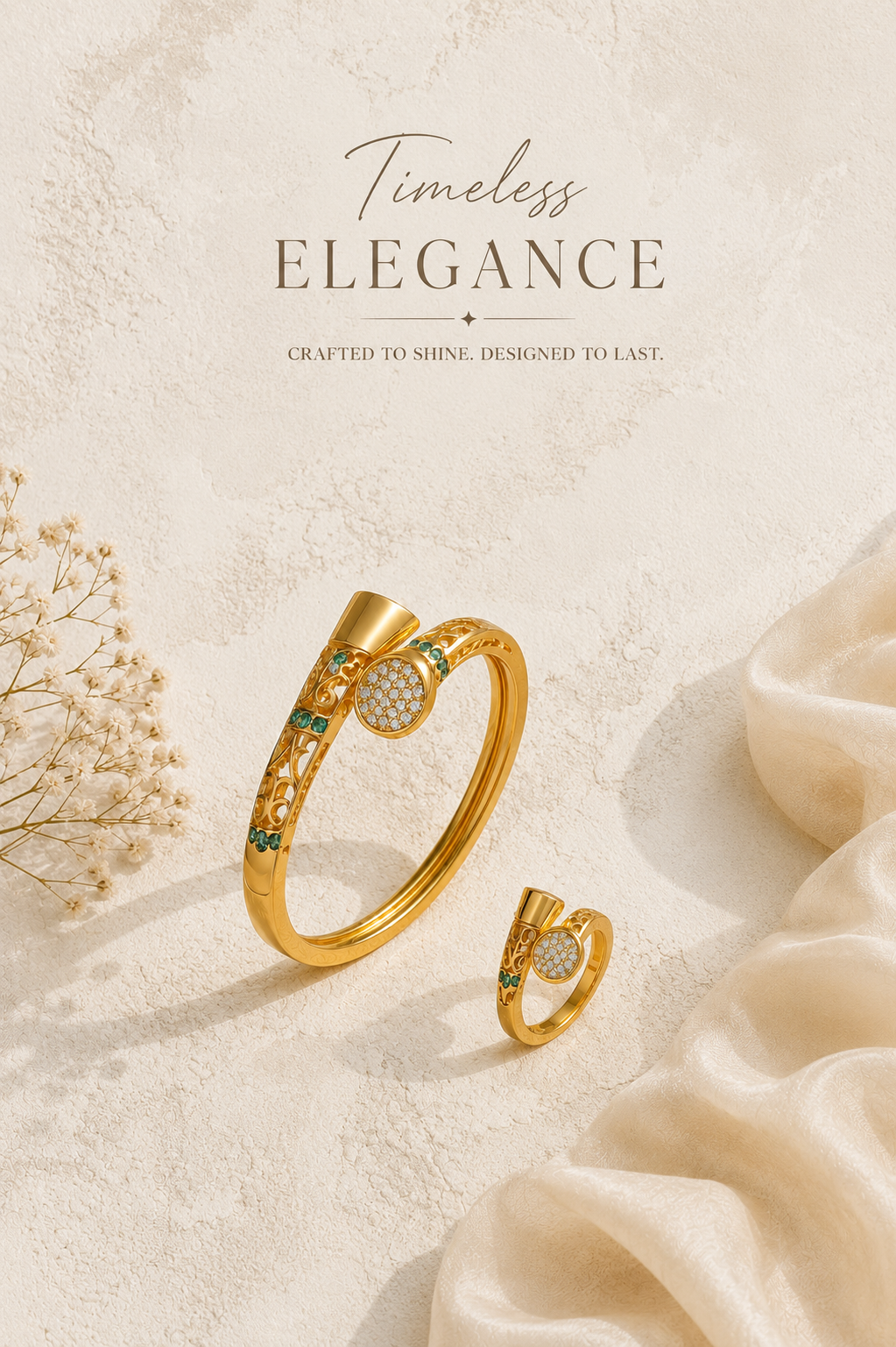 Avril Carved Bangle and Ring