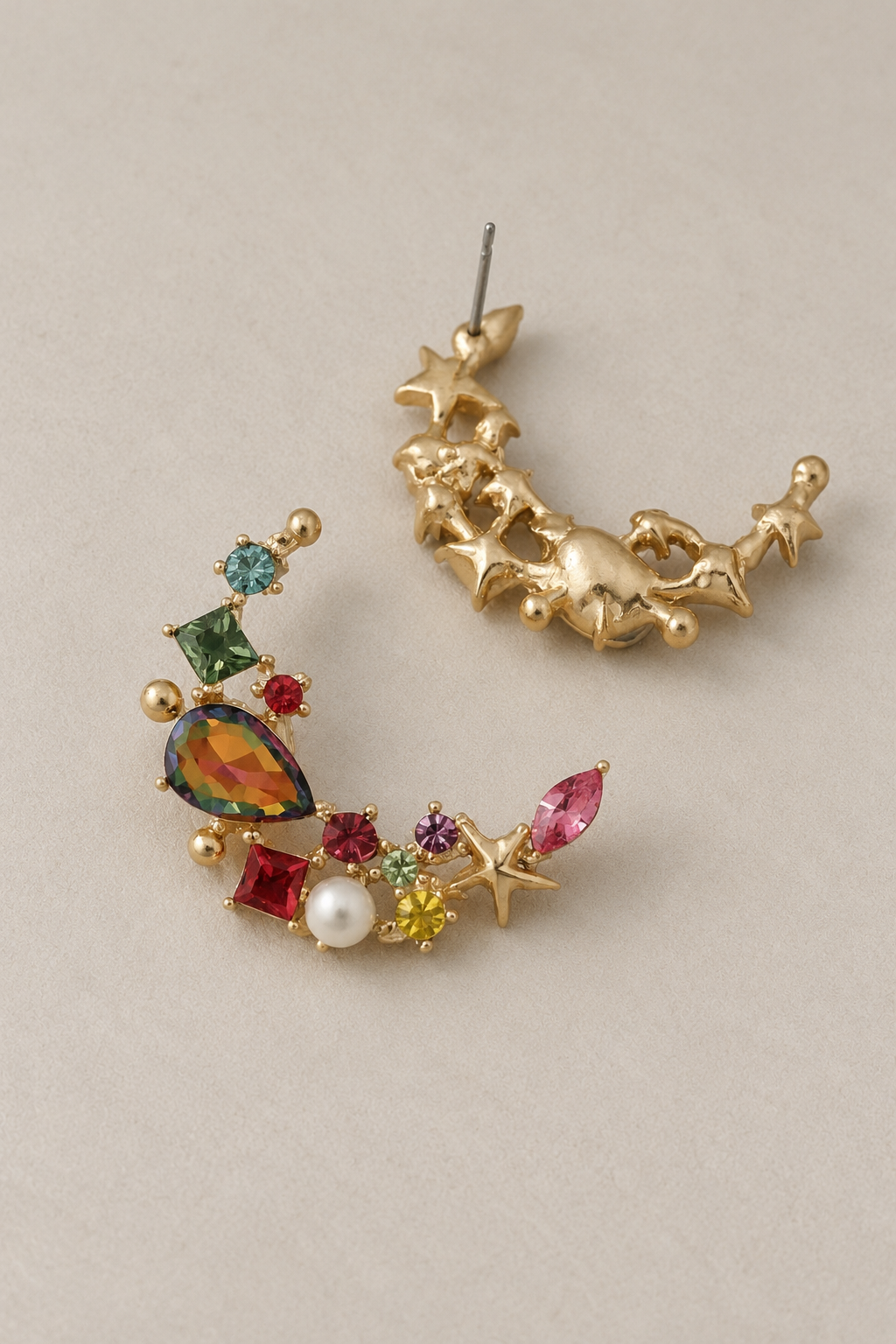 C-Shaped Gemstone Studs