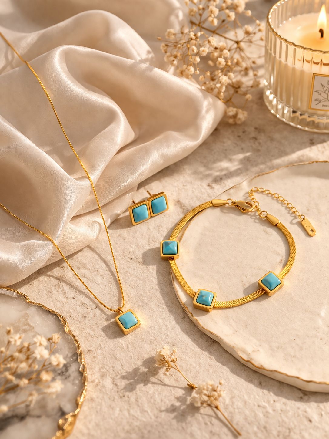 Dainty Jewelry Set (Necklace + Bracelet + Earrings)