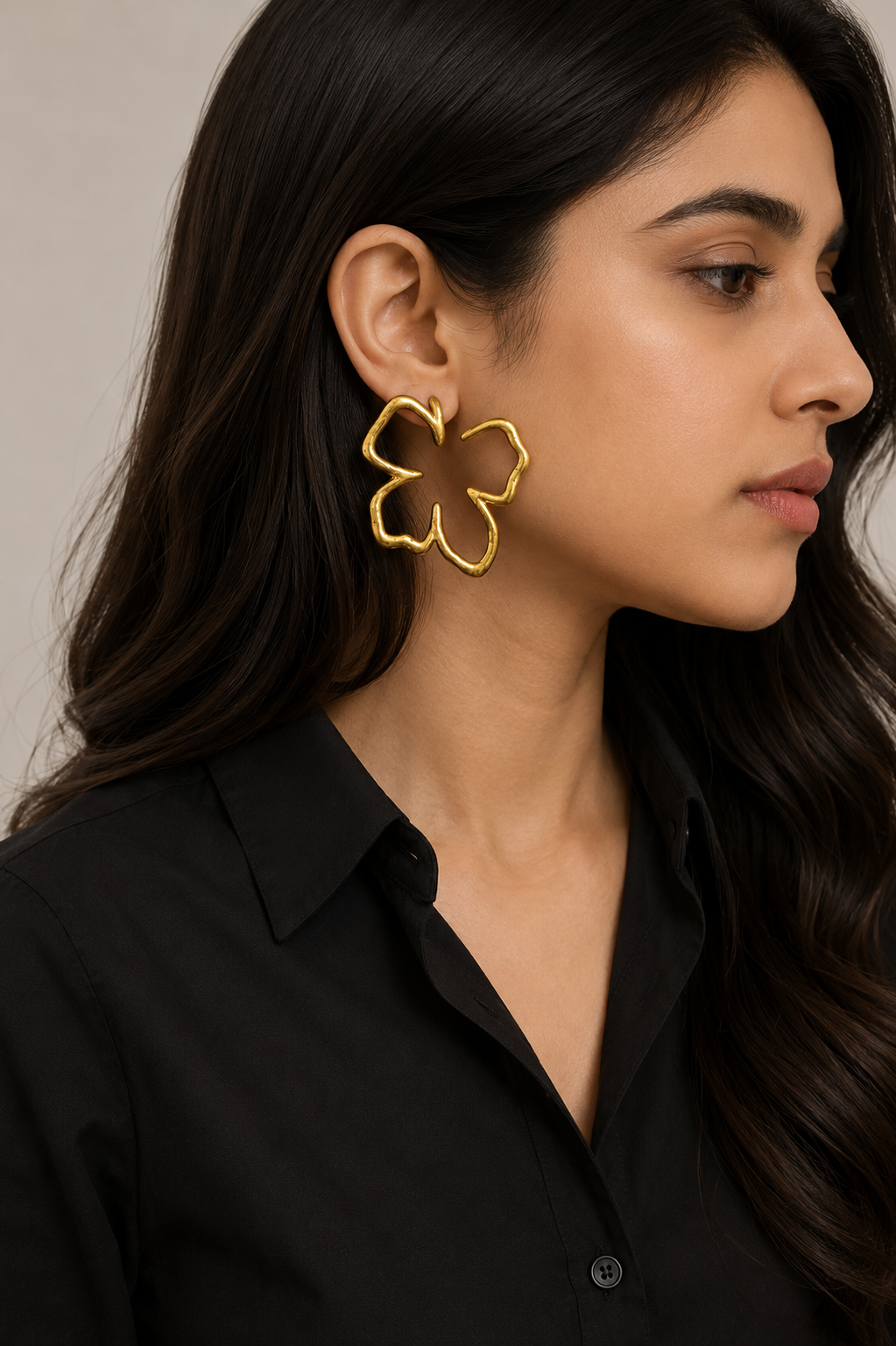Flower Gold Hoops