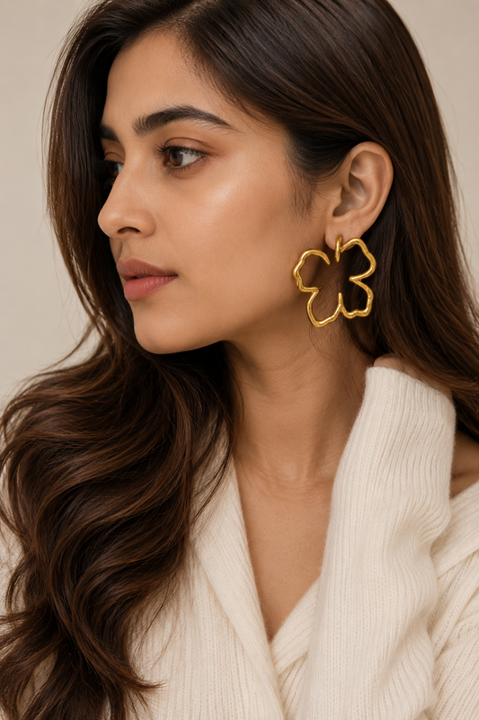 Flower Gold Hoops