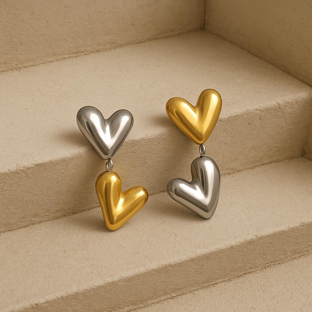 Metallic Heart Studs