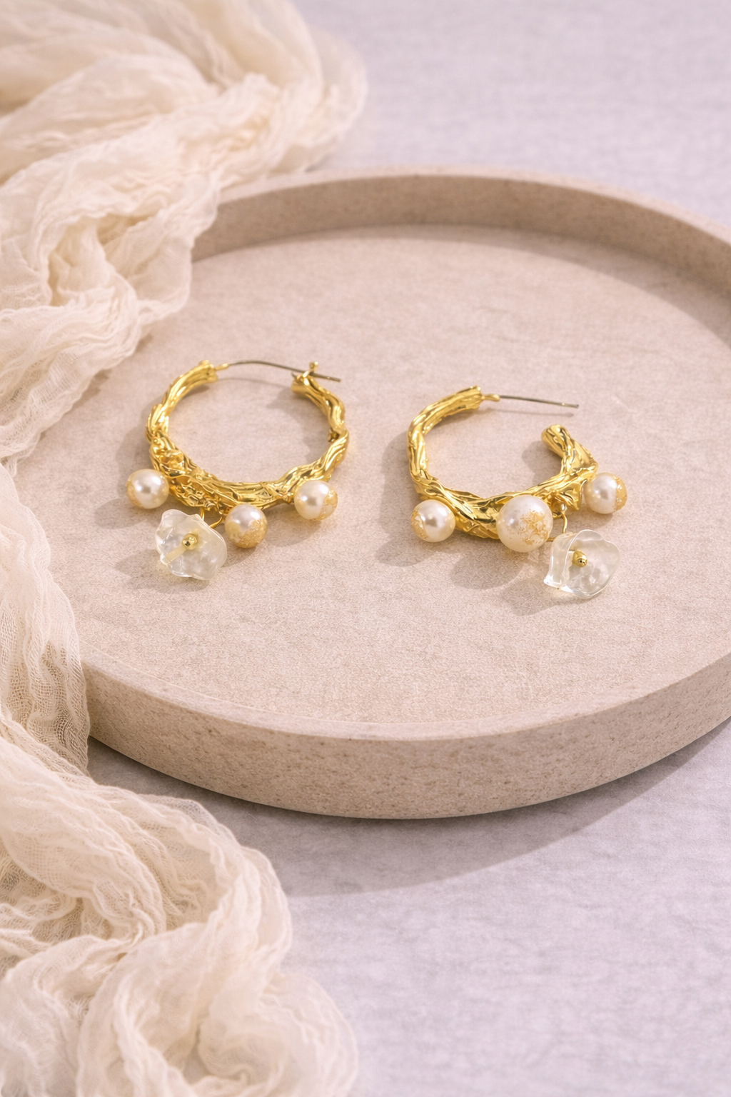 Rasha Pearl Hoops