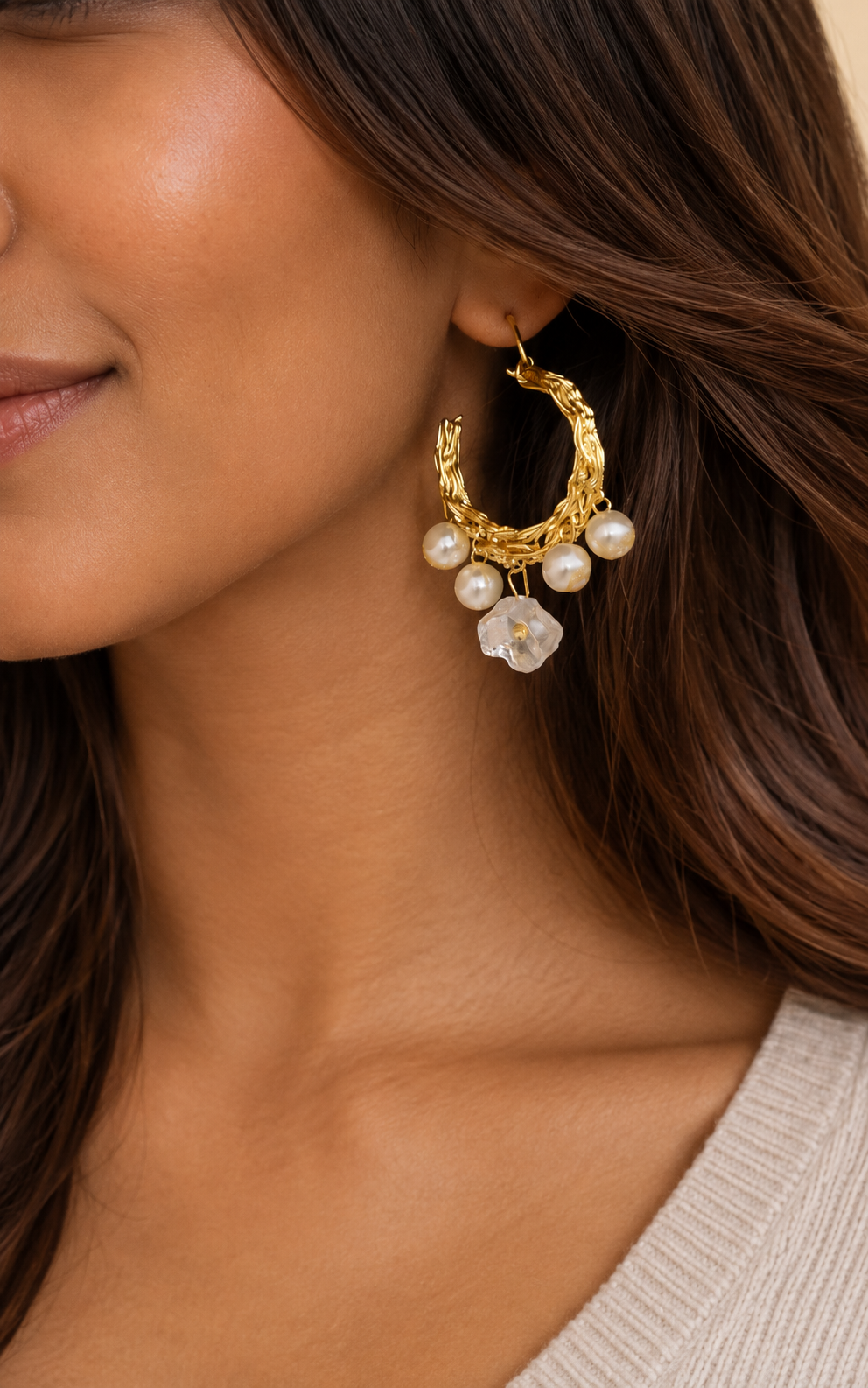 Rasha Pearl Hoops