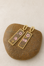 Dried Flower Rectangle Resin Earrings