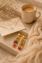 Dried Flower Rectangle Resin Earrings