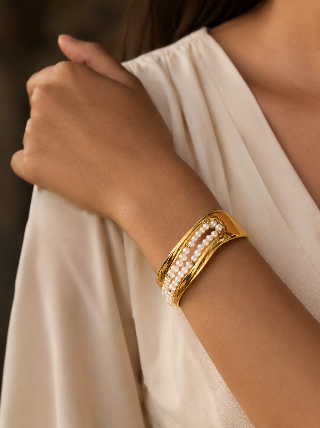 Sheel Pearl Cuff Bangle