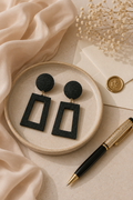 Textured Black Drop Earrings